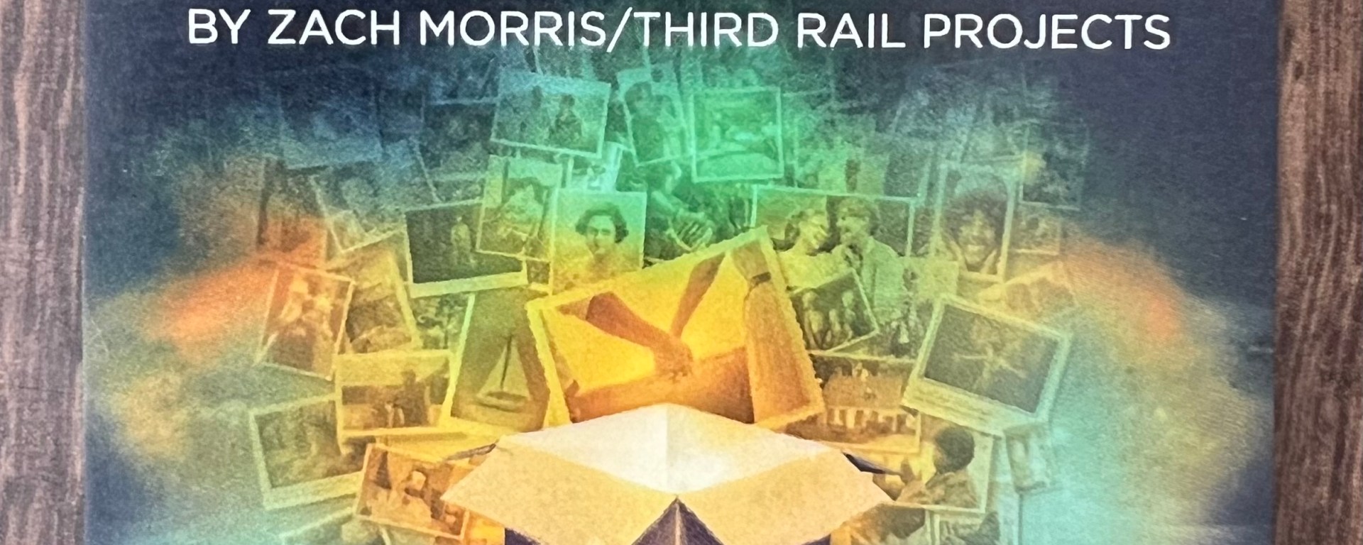 Promotional flier for SWEET & LUCKY: ECHO featuring a graphic of an open cardboard box and family photos in the background.